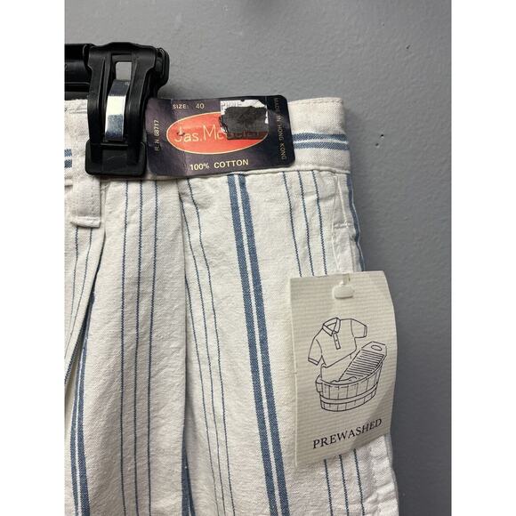Jas‎ McLeith Striped Shorts Mens Sz 40 Vintage Deadstock Blue White Pleated NEW - Picture 6 of 6